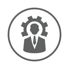 Man, setting, settings, gear icon. Gray vector design.
