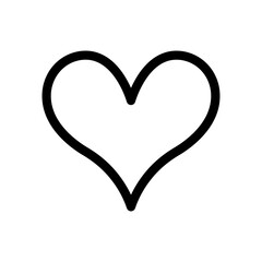 Heart icon. Black contour linear silhouette. Front view. Editable strokes. Vector simple flat graphic illustration. Isolated object on a white background. Isolate.