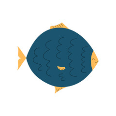 Funny flat fish. Vector illustration