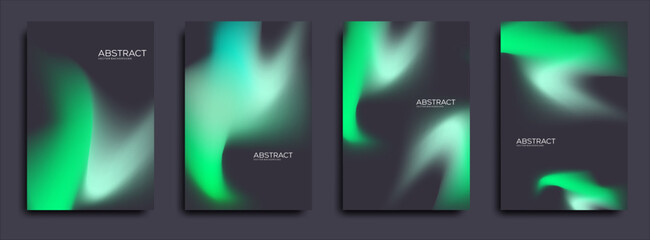 Minimal covers design. Green halftone gradients. Future geometric Cards