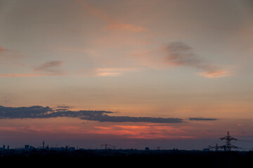 Sunset with the skyline of Eindhoven City 