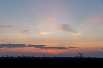 Sunset with the skyline of Eindhoven City 