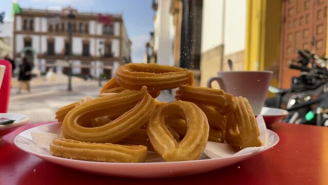 Churros sprinkled with sugar 