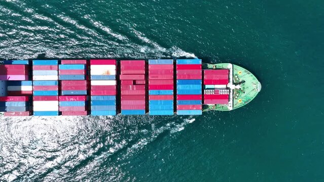 cargo maritime ship with contrail in the ocean ship carrying container and running for export  concept technology freight shipping sea freight by Express Ship