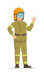 Isolated on a white firefighter's background. Putting out the fire.