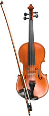 Wooden classic violin isolated on white background - obrazy, fototapety, plakaty