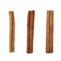 Cinnamon sticks isolated on white background. Cinnamon spice as an element for design.