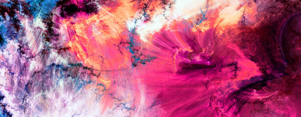 Bright artistic paint background. Abstract color painting banner. Fractal art for creative graphic design