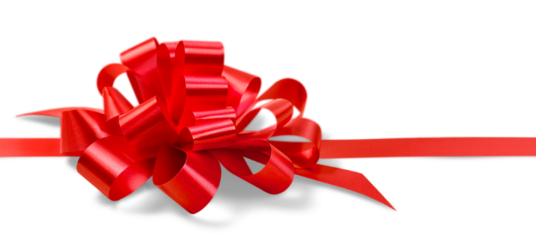 Red bow with ribbon isolated on white background