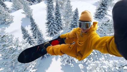Snowboarder in action. Extreme winter sports.