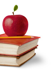 Red Apple and Pencil on Books