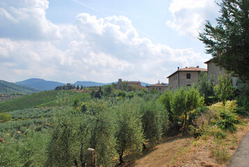 Panorama del Chianti a Gaiole in Chianti in provincia di Siena, Toscana, Italia.