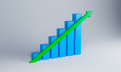 Data analytics. A forecast schedule of future income or revenue based on the collected statistical data. 3D rendering