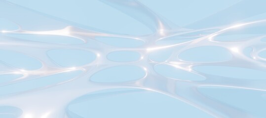 Abstract blue soft background curved pattern in design 3d render