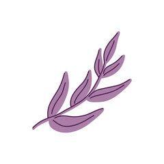Vector illustration with purple abstract twigs of leaves in a flat handmade style