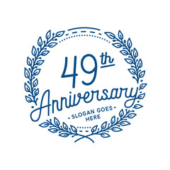 49 years anniversary design template. 49th anniversary celebration hand drawn logotype. Vector illustration.
