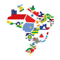 mapa dos estados brasileiros com suas respectivas bandeiras 