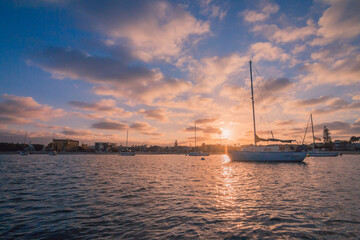 sunset in the harbor