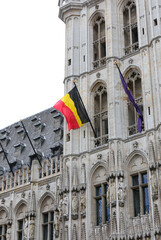 Belgium Flag in the Brussels town hall without people