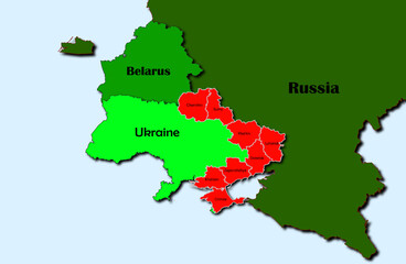Vector map of Ukraine, map of Belarus and map of Russia