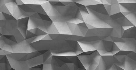 Fototapeta premium Close up detail of abstract modern metallic triangular wall pattern. Silver triangle geometric art wallpaper.