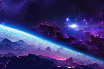 Awesome galaxy somewhere in outer space. Cosmic wallpaper, space, illustration