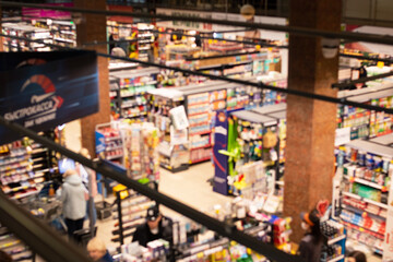 View of store's sales floor blurred background