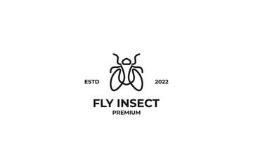 Fly insect outline logo design vector illustration