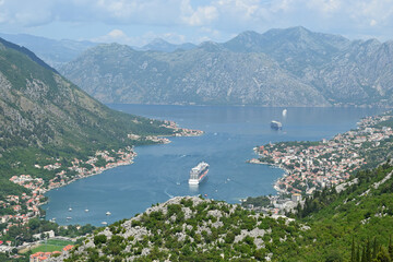 Fototapeta na wymiar The Bay of Kotor (also known as the Boka) of the Adriatic Sea in southwestern Montenegro