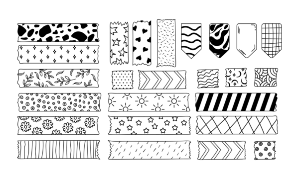 Black and white washi tape strips Royalty Free Vector Image