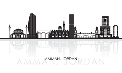 Fototapeta premium Silhouette Skyline panorama of city of Amman, Jordan - vector illustration
