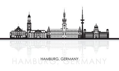 Fototapeta premium Silhouette Skyline panorama of city of Hamburg, Germany - vector illustration