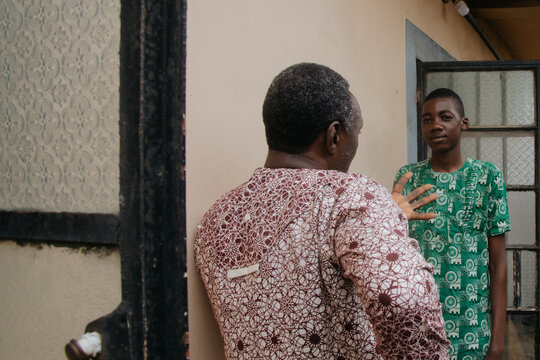Parent talking to child