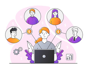 Manager pass online password. Special account for managing finances of people and company. Modern technologies and digital world. Authentication and verification. Cartoon flat vector illustration