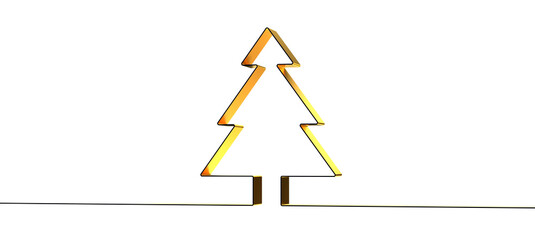 Christmas Tree in One line Drawing Style
