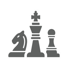 Strategy, chess, game icon. Gray vector sketch.