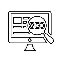 Transparent Seo line icon. Outline vector.
