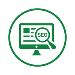 Transparent Seo icon. Rounded green vector sketch.