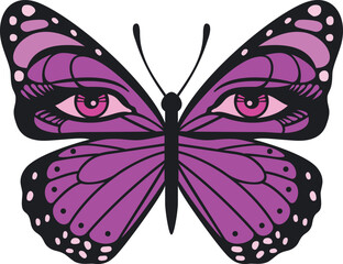 Butterfly with Eyes Color Vector Illustration