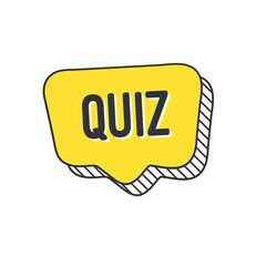 Quiz logo icon symbol, cartoon yellow bubble speech