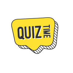 Quiz time logo icon symbol, cartoon yellow bubble speech