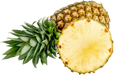 Close-up of fresh pineapple isolated on white background