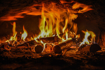 Burning billets in hot stove .