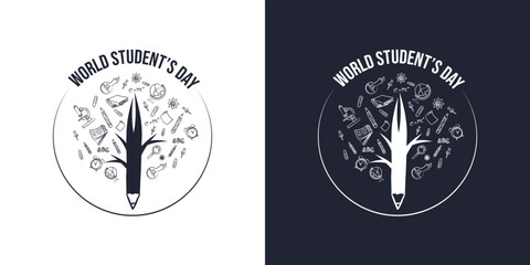 World Student’s day poster, banner, social media post, brochure, education banner, typography banner, vector poster, greetings card, 15th October banner, poster, school background poster, brochure