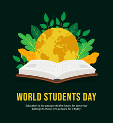 World Student’s day poster, banner, social media post, brochure, education banner, typography banner, vector poster, greetings card, 15th October banner, poster, school background poster, brochure