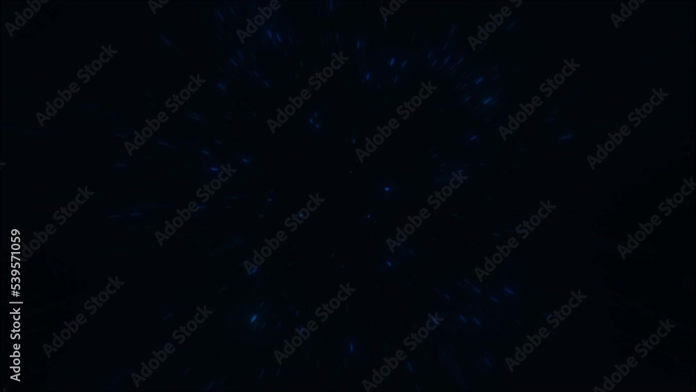 Aufkleber blue neon core spreading and consuming space energy with moving particles. motion. abstract explodin