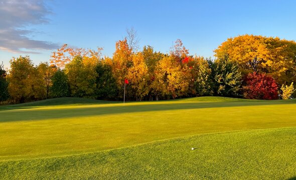 Golf green in October at Golden Hour