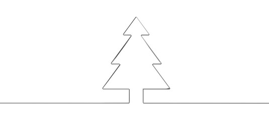 Christmas Tree in One line Drawing Style