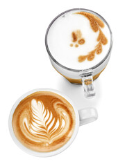Coffee milk in glass cup with clipping path