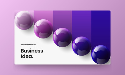Simple 3D balls catalog cover concept. Multicolored leaflet vector design layout.